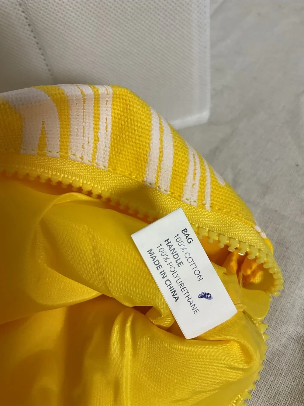 Beekman 1802 Yellow Milk Swirl Canvas Wristlet Pouch Cosmetic Makeup Bag